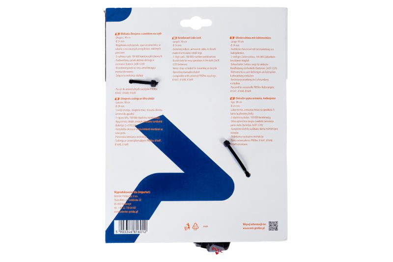 Zbrojone zapięcie rowerowe z szyfrem PROFEX 81601 opancerzona linka 90 cm 1 szt.
