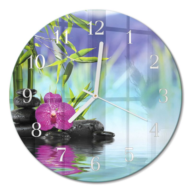 Zegar Ścienny Bez Tykania Tulup fi30 cm z Białymi Wskazówkami Spa Orchidea 1 szt.