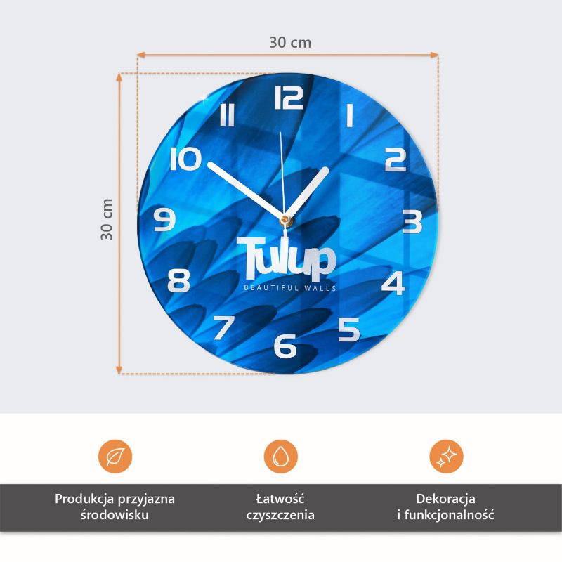 Zegar Ścienny Bez Tykania Tulup fi30 cm z Czarnymi Wskazówkami Drzewa Wiśniowe 1 szt.