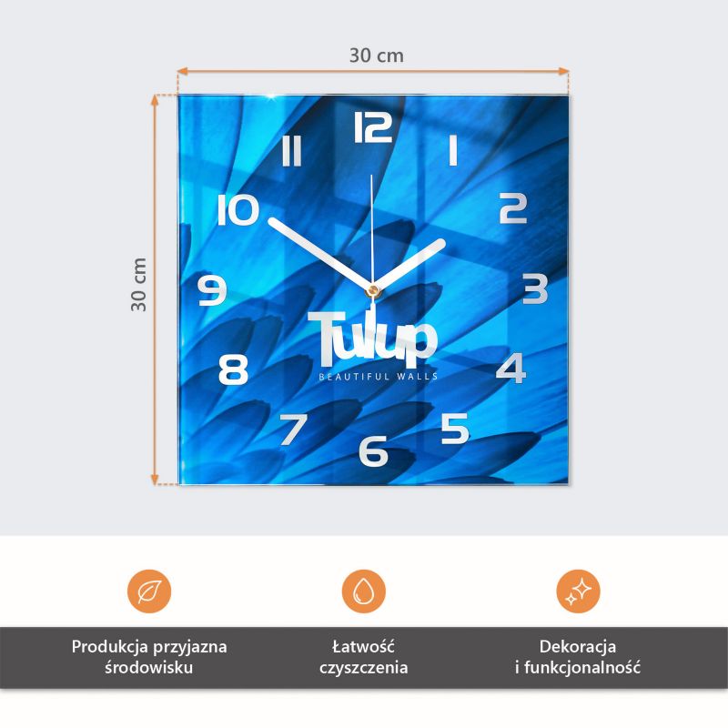 Zegar Ścienny Do Kuchni Tulup 30x30 cm z Białymi Wskazówkami Pole Makowe 1 szt.