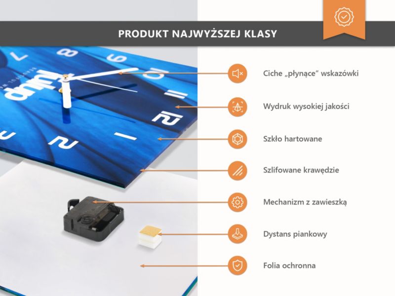 Zegar Ścienny Do Kuchni Tulup 30x30 cm z Białymi Wskazówkami Pole Makowe 1 szt.