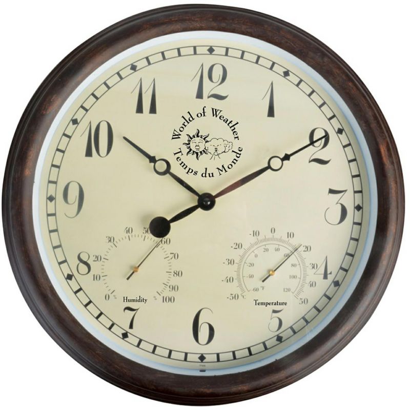 Zegar ścienny z termometrem i higrometrem Esschert Design kremowy dekoracyjny 38 cm 1 szt.