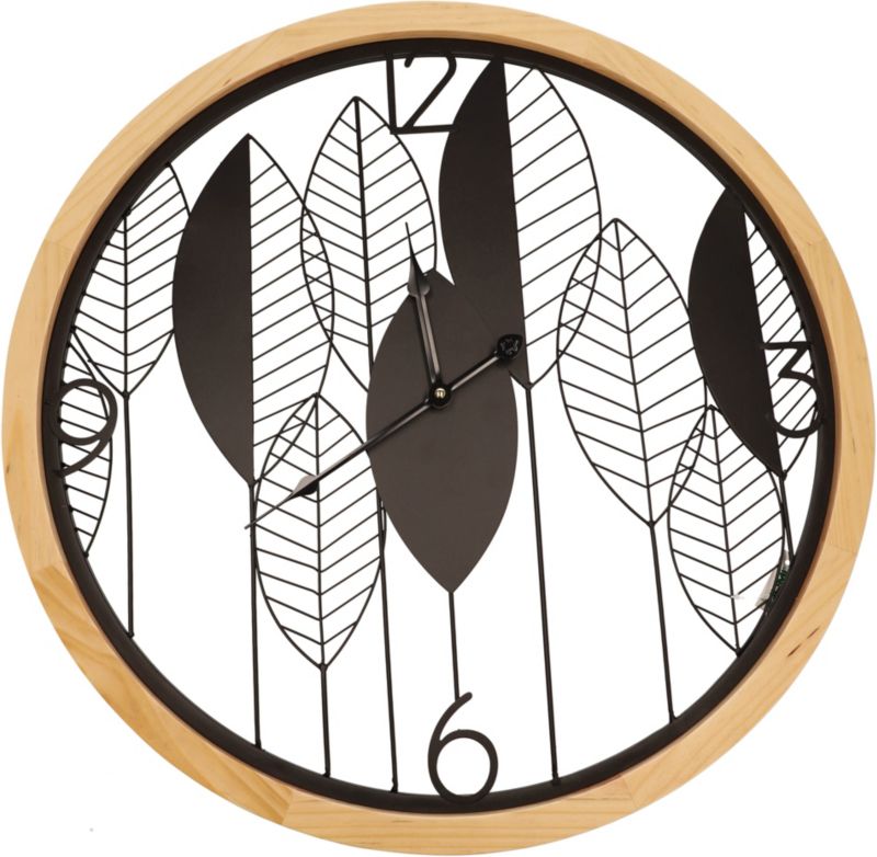 Zegar drewniany Jumi 60 x 60 cm liście