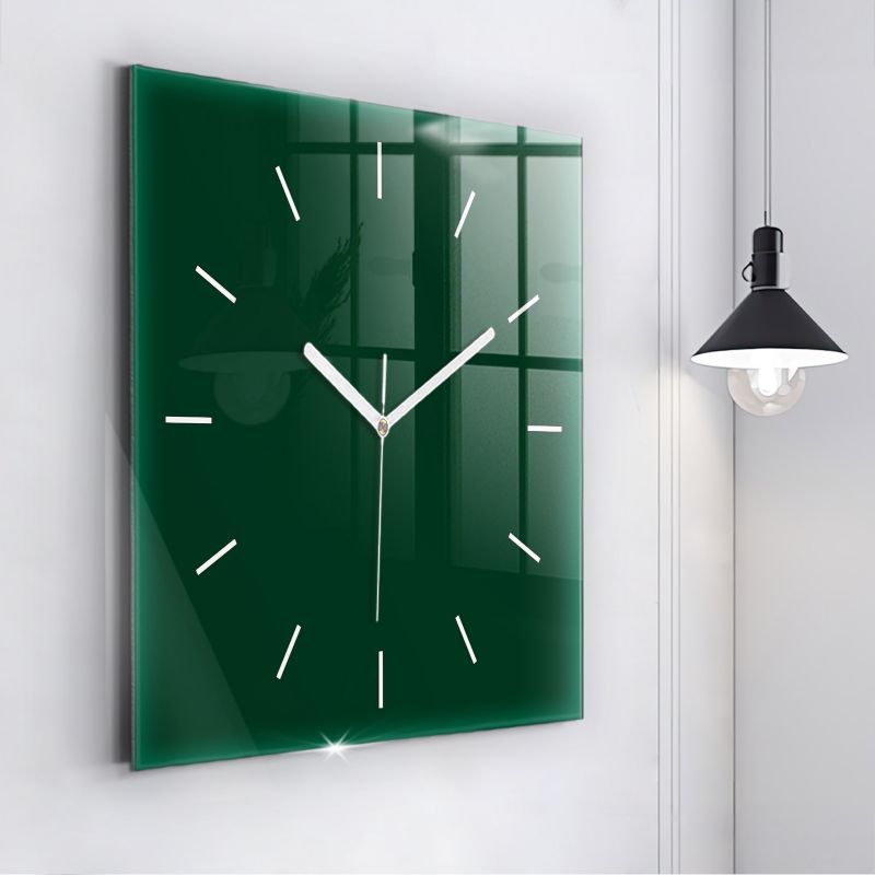 Zegar szklany białe wskazówki Wallfluent 60x60 cm Kolor butelkowa zieleń 1 szt.