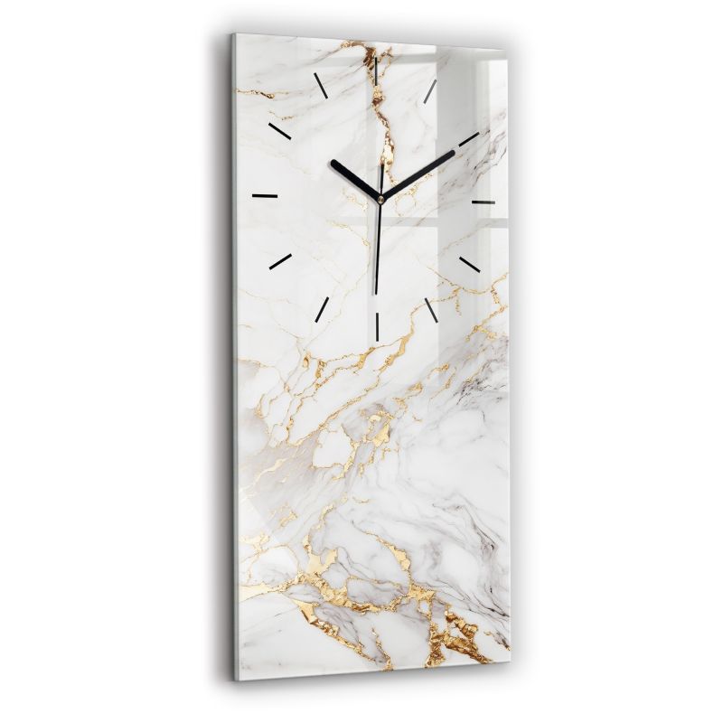 Zegar szklany czarne wskazówki Wallfluent 30x60 cm Marmur ozdobny 1 szt.