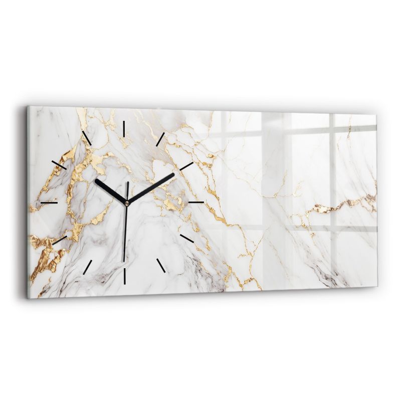 Zegar szklany czarne wskazówki Wallfluent 60x30 cm Marmur ozdobny 1 szt.