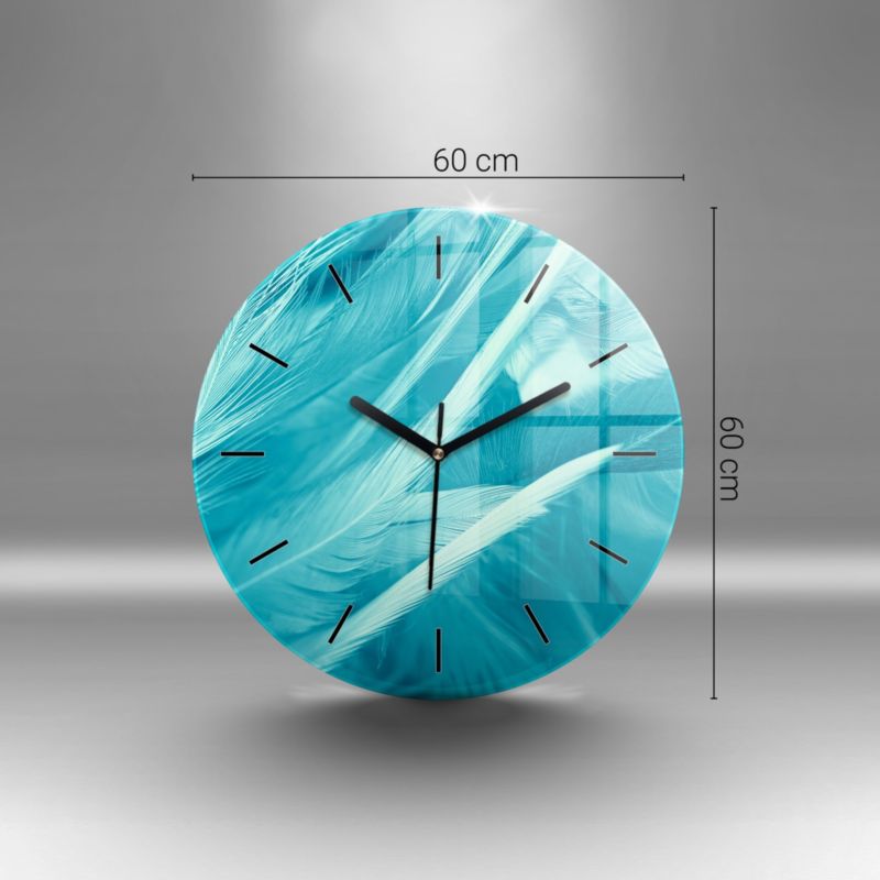 Zegar szklany czarne wskazówki Wallfluent fi60 cm Złote cyfry rzymskie 1 szt.