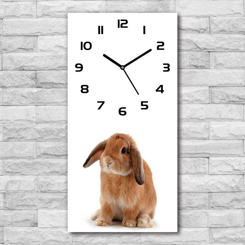 Zegar szklany Tulup Rudy królik czarne wskazówki 30x60 cm cichy 1 szt.