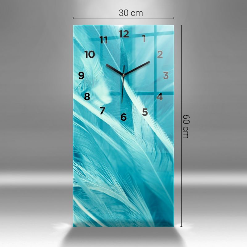 Zegar z czarnymi wskazówkami Wallfluent 30x60 cm Srebrna abstrakcja 1 szt.