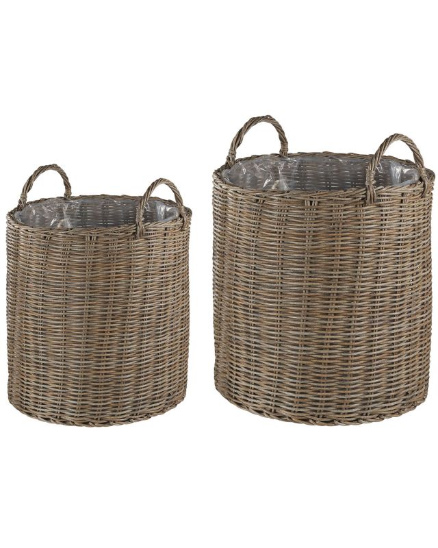 Zestaw 2 doniczek Bitola Technorattan 40/48 cm Brązowy 1 par.