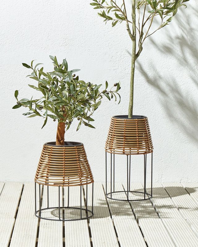 Zestaw 2 doniczek na nóżkach Borago Technorattan 20/21 cm Naturalny 1 par.