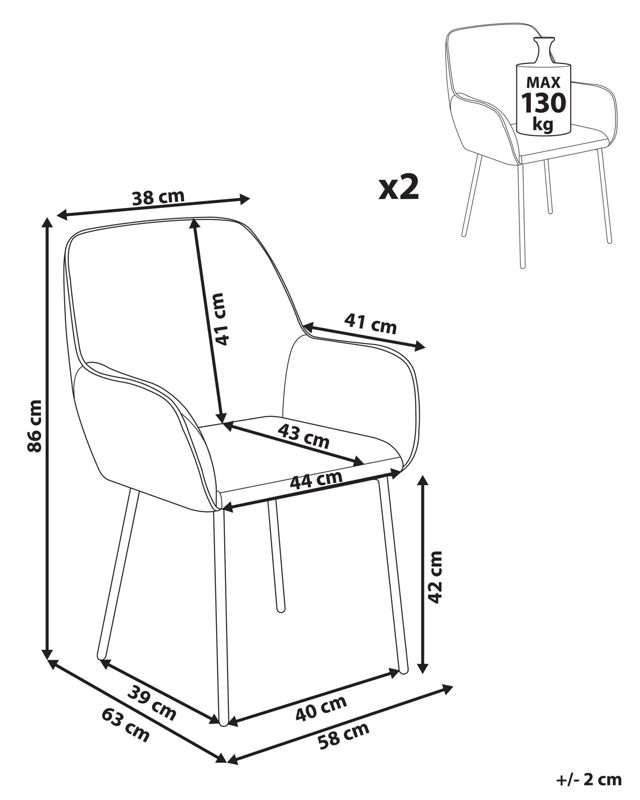 Zestaw 2 krzeseł do jadalni Alden Boucle Ciemnozielony par.