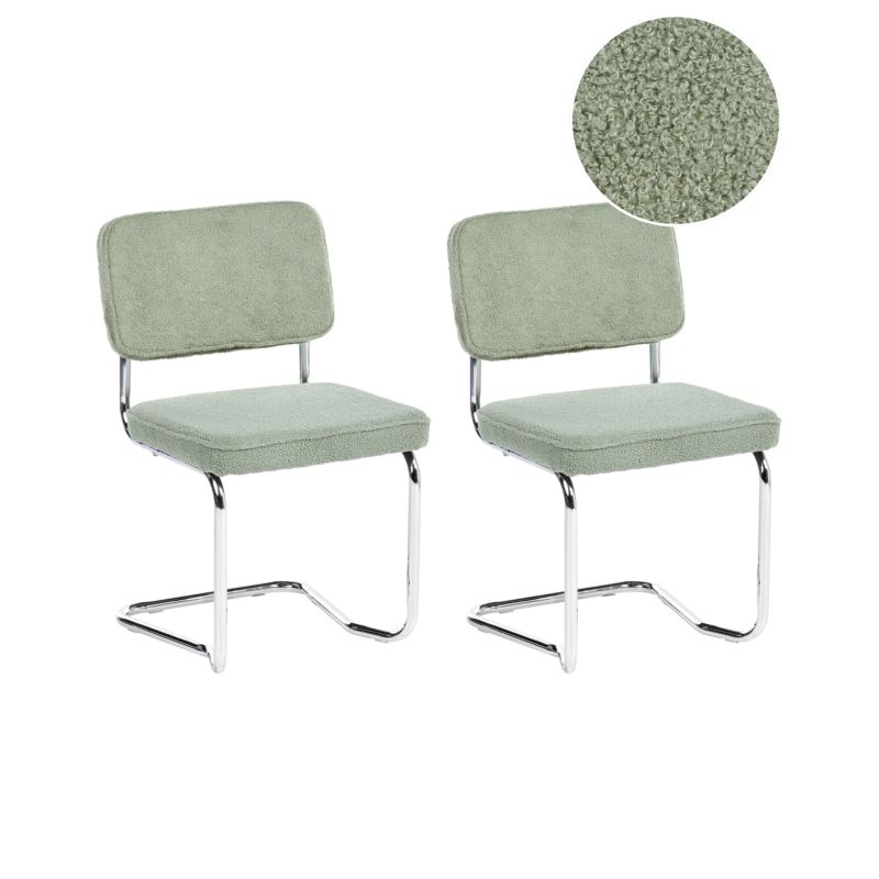 Zestaw 2 krzeseł do jadalni Irwin Boucle Jasnozielony 1 par.