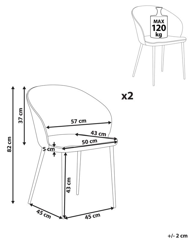 Zestaw 2 krzeseł do jadalni Mason Boucle Złamana biel 1 par.