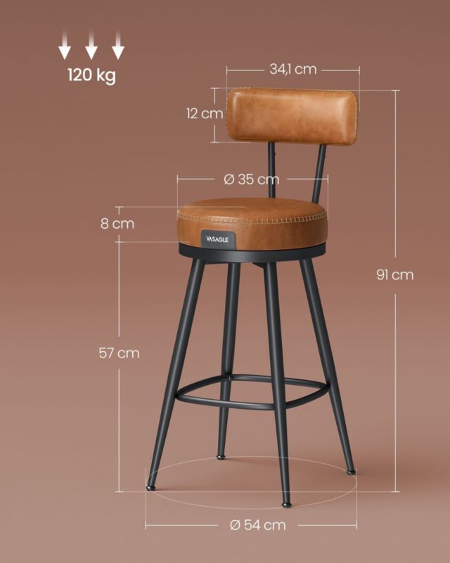 Zestaw 2 krzeseł obrotowych Songmics brąz 91 cm 1 kpl