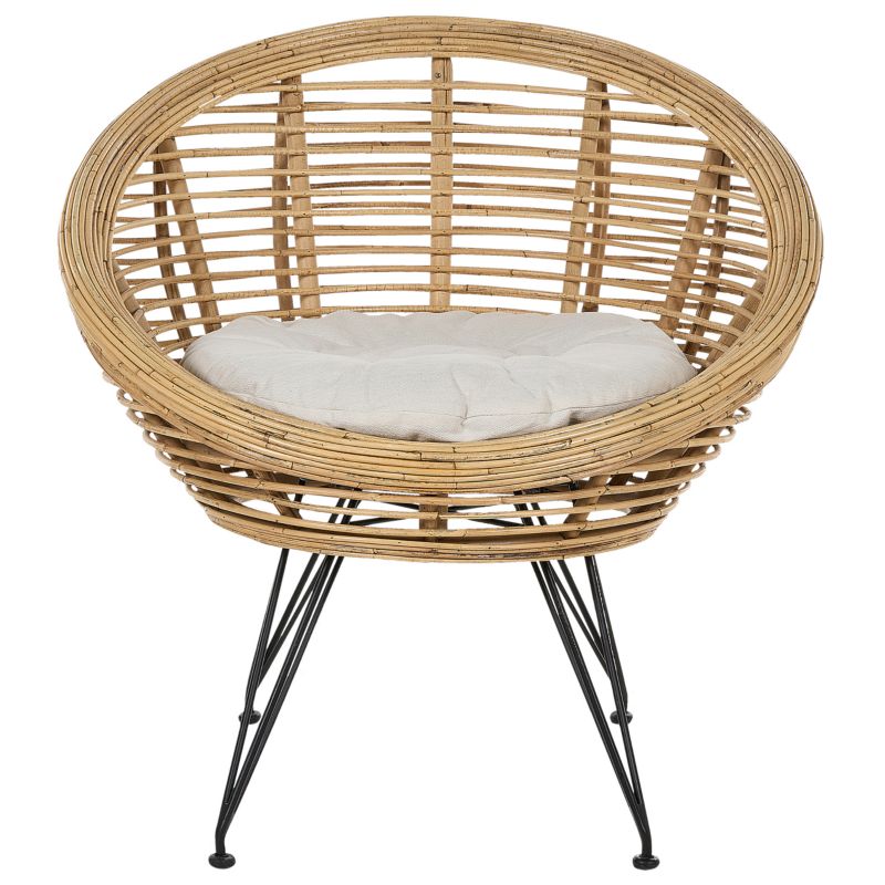 Zestaw 2 krzeseł ogrodowych z poduszkami Maratea Rattan Naturalny 1 par.