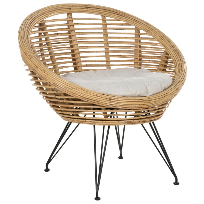Zestaw 2 krzeseł ogrodowych z poduszkami Maratea Rattan Naturalny 1 par.