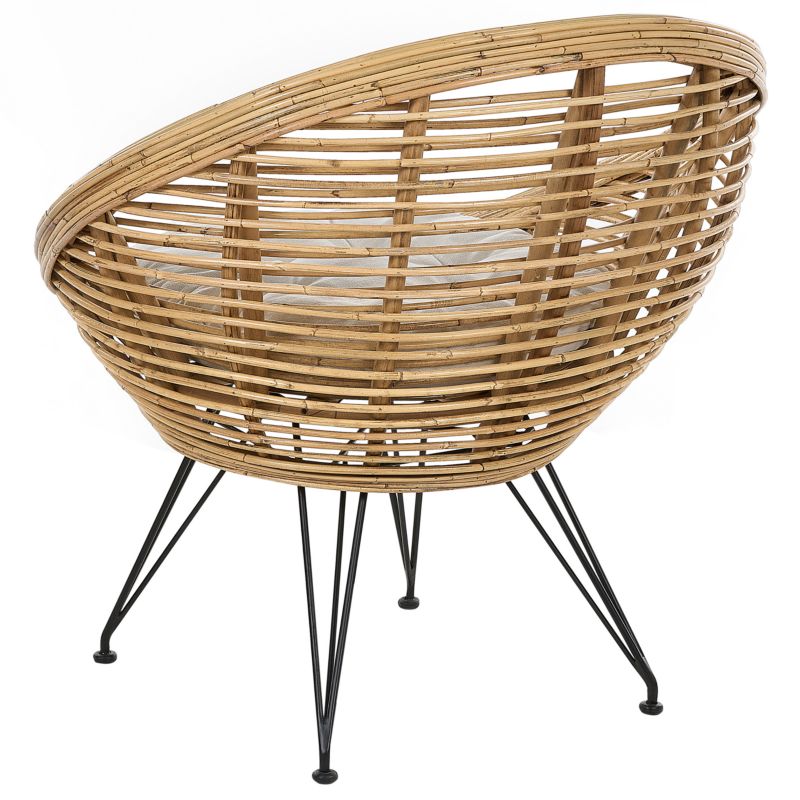 Zestaw 2 krzeseł ogrodowych z poduszkami Maratea Rattan Naturalny 1 par.
