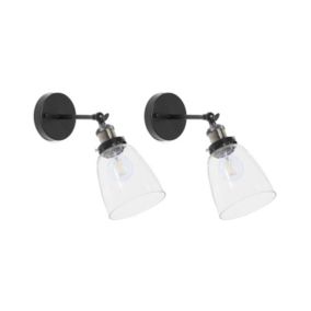 Zestaw 2 lamp ściennych Lovat Regulowana Metal Przezroczysty Czarny 1 par.