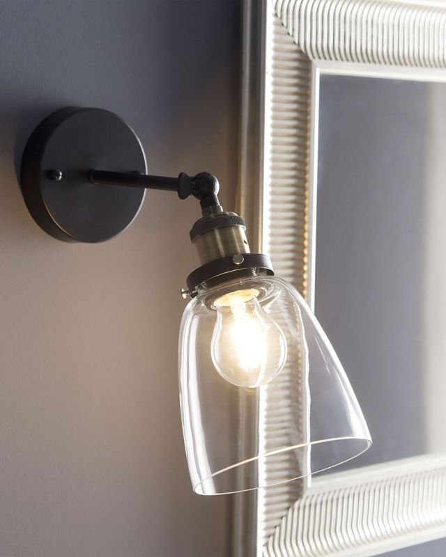 Zestaw 2 lamp ściennych Lovat Regulowana Metal Przezroczysty Czarny 1 par.