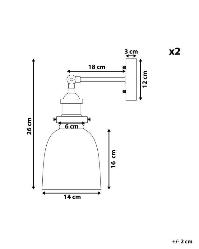 Zestaw 2 lamp ściennych Lovat Regulowana Metal Przezroczysty Czarny 1 par.