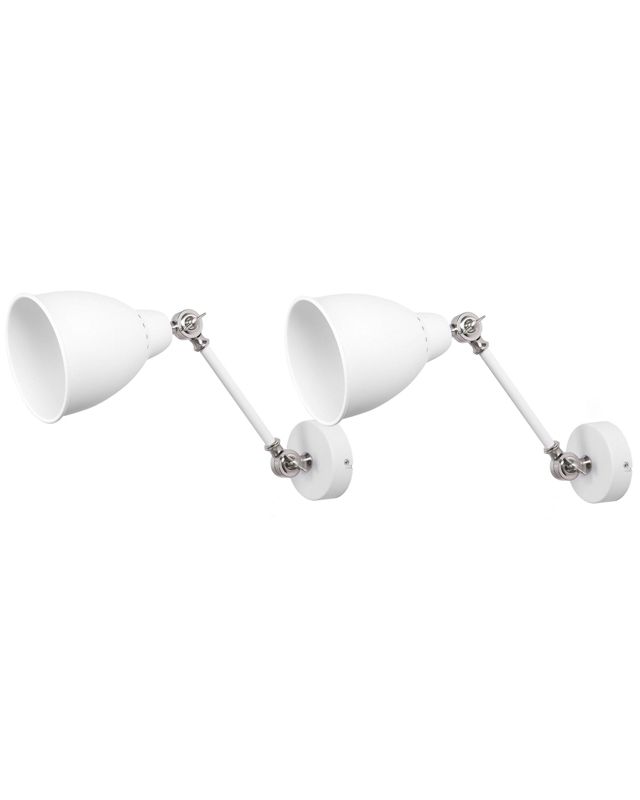 Zestaw 2 lamp ściennych Mississippi Regulowana Metal Biały 1 par.