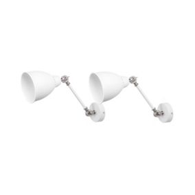 Zestaw 2 lamp ściennych Mississippi Regulowana Metal Biały 1 par.
