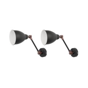 Zestaw 2 lamp ściennych Mississippi Regulowana Metal Grafitowy 1 par.