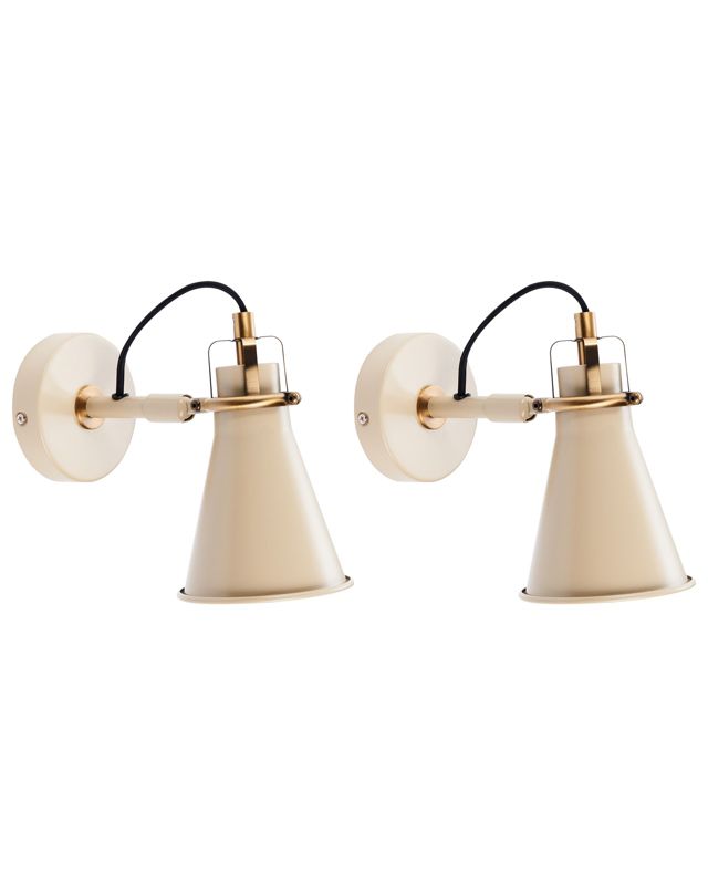Zestaw 2 lamp ściennych Moyola Regulowana Metal Beżowy 1 par.