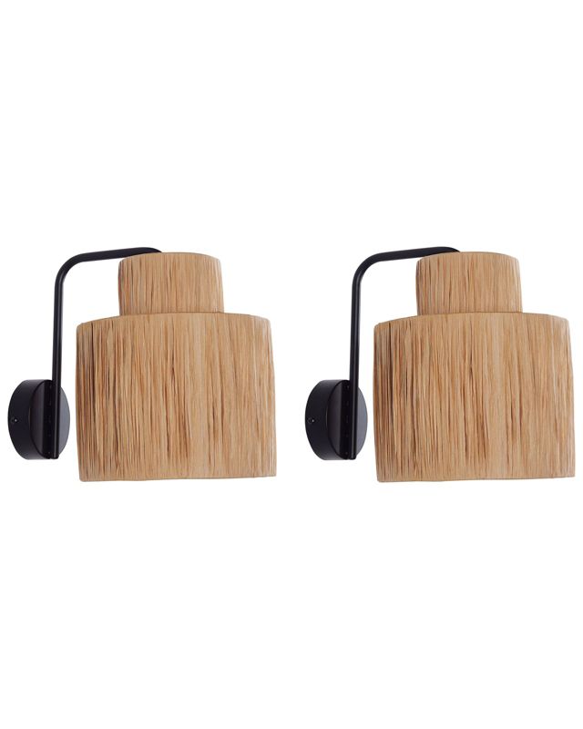 Zestaw 2 lamp ściennych Shinfa Plecionka Naturalny 1 par.