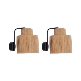 Zestaw 2 lamp ściennych Shinfa Plecionka Naturalny 1 par.