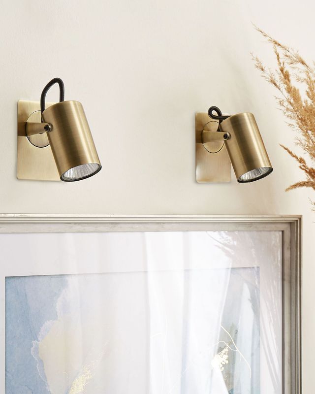 Zestaw 2 lamp spot Klip Regulowana Metal Mosiężny 1 par.