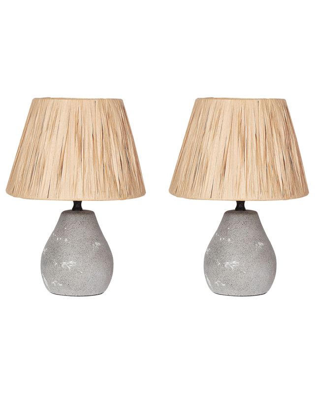 Zestaw 2 lamp stołowych Arwadito Ceramika Szary 1 par.