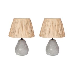 Zestaw 2 lamp stołowych Arwadito Ceramika Szary 1 par.