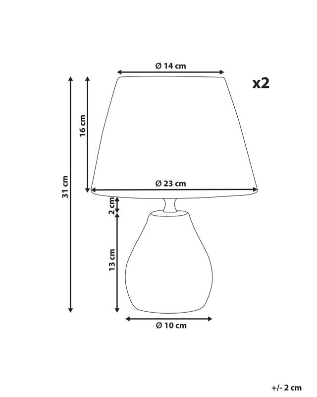Zestaw 2 lamp stołowych Arwadito Ceramika Szary 1 par.
