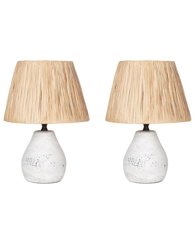 Zestaw 2 lamp stołowych Arwadito Ceramika Złamana biel 1 par.