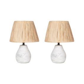 Zestaw 2 lamp stołowych Arwadito Ceramika Złamana biel 1 par.