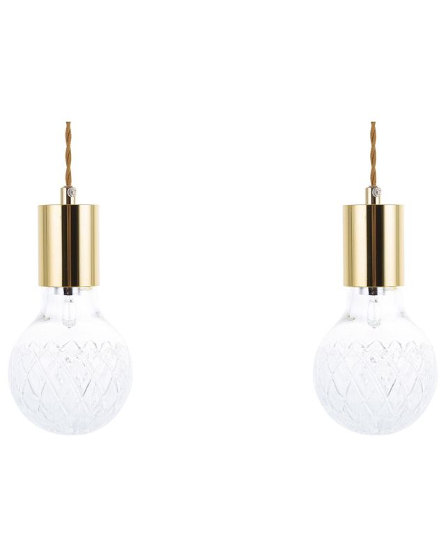 Zestaw 2 lamp wiszących Anza Szkło Złoty 1 par.
