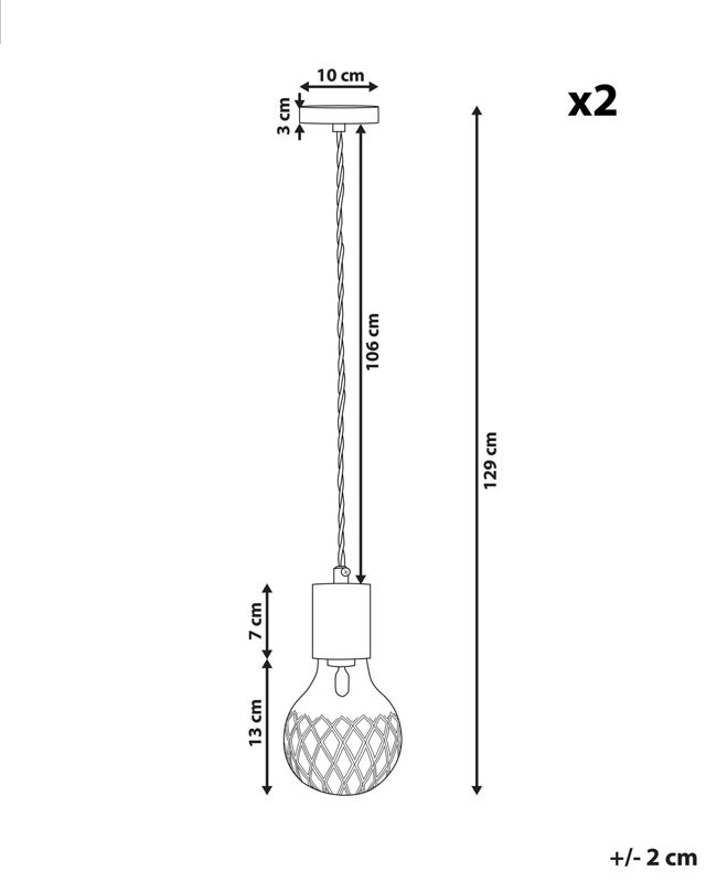 Zestaw 2 lamp wiszących Anza Szkło Złoty 1 par.