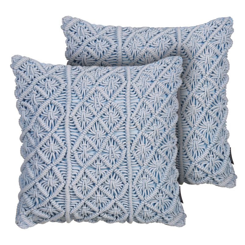 Zestaw 2 poduszek dekoracyjnych Goreme Boucle 45 x 45 cm Niebieski Wzór geometryczny 1 par.