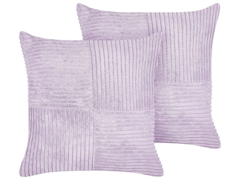 Zestaw 2 poduszek dekoracyjnych Millet Sztruks 43 x 43 cm Fioletowy Wzór geometryczny 1 par.