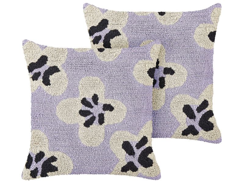 Zestaw 2 poduszek Dla dzieci Soapwort Bawełna 45 x 45 cm Purpurowy 1 par.