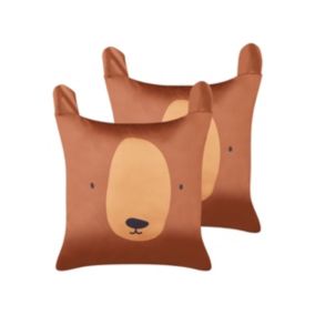 Zestaw 2 poduszek Dla dzieci Wzór zwierzęcy Teddybear Bawełna 45 x 45 cm Brązowy 1 par.