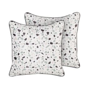 Zestaw 2 poduszek Efekt lastryko Lavender Welur 45 x 45 cm Biały 1 par.
