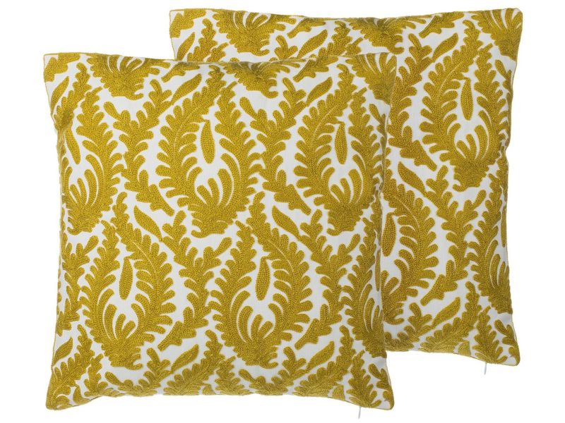 Zestaw 2 poduszek Ikat Primula Bawełna 45 x 45 cm Musztardowy 1 par.