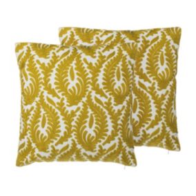 Zestaw 2 poduszek Ikat Primula Bawełna 45 x 45 cm Musztardowy 1 par.
