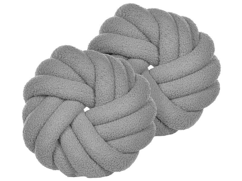 Zestaw 2 poduszek Jednolity Akola Boucle 31 x 31 cm Szary 1 par.
