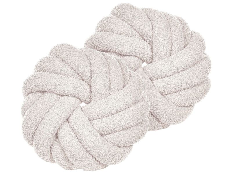 Zestaw 2 poduszek Jednolity Akola Boucle 31 x 31 cm Złamana biel 1 par.