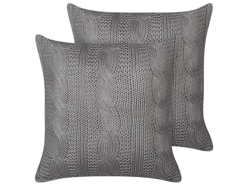 Zestaw 2 poduszek Jednolity Constylis Bawełna 45 x 45 cm Ciemnoszary 1 par.