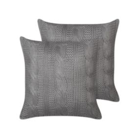 Zestaw 2 poduszek Jednolity Constylis Bawełna 45 x 45 cm Ciemnoszary 1 par.
